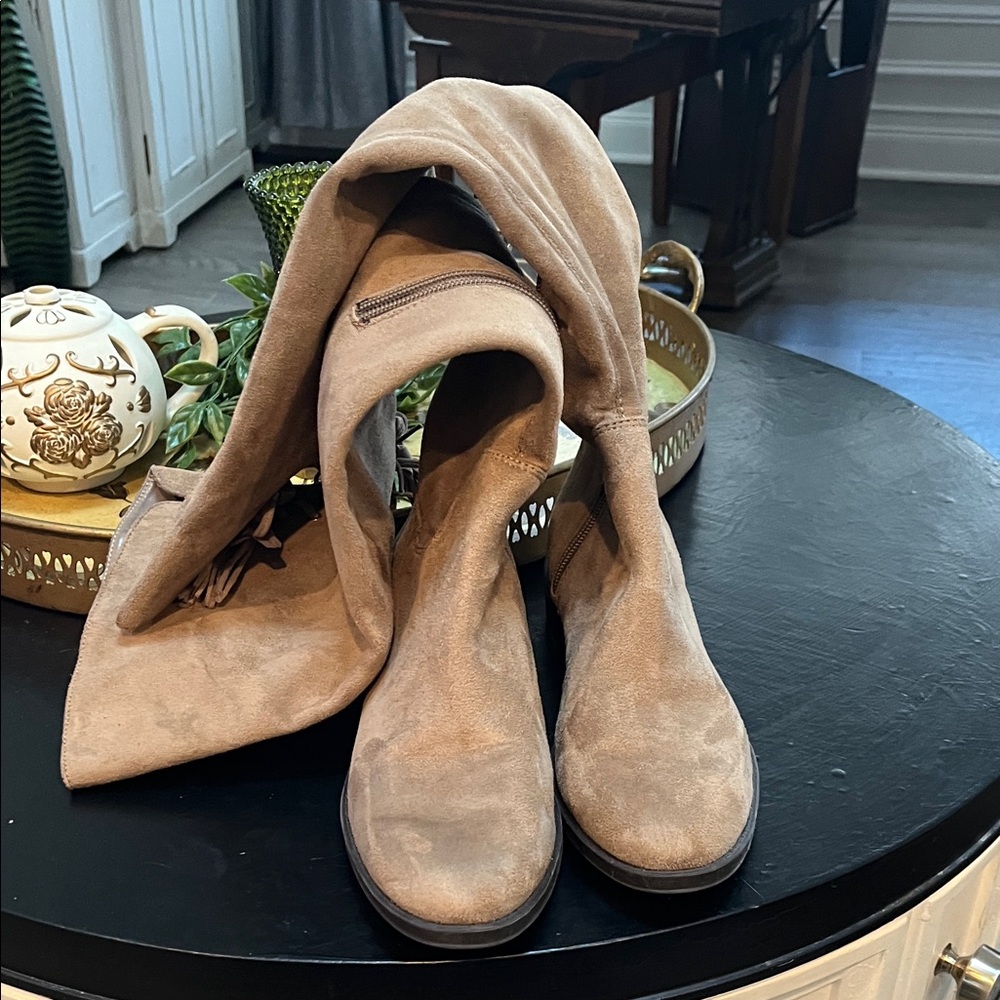 Vince Camuto Over the Knee Tan Suede Boots